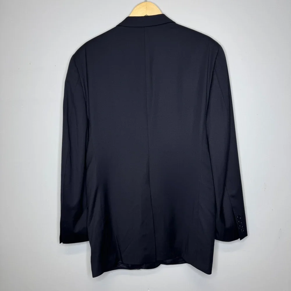 Brooks Brothers Mens 43 LG Black Super 110s Worsted Wool Blazer Sport Coat USA